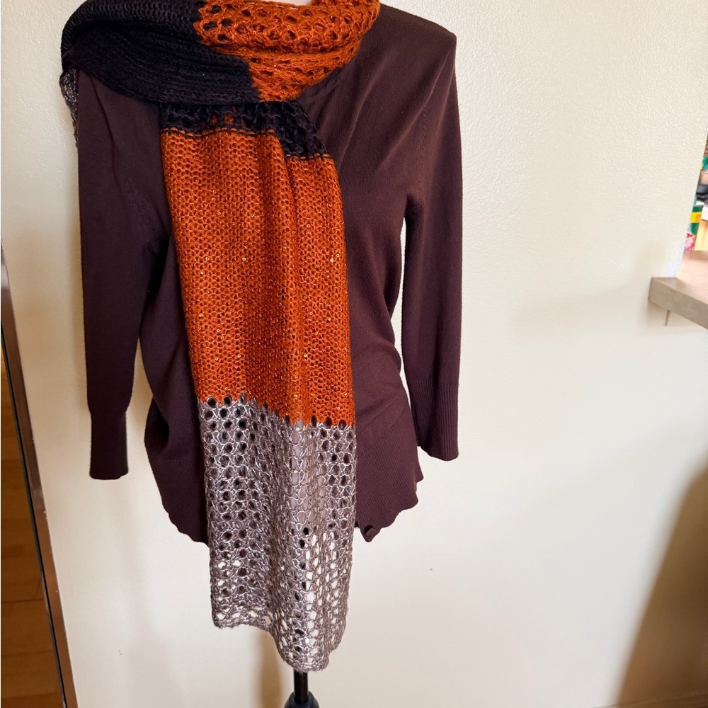 New crochet Elegant Multicolor Knit Scarf . Can be worn with various outfits - Picture 5 of 6